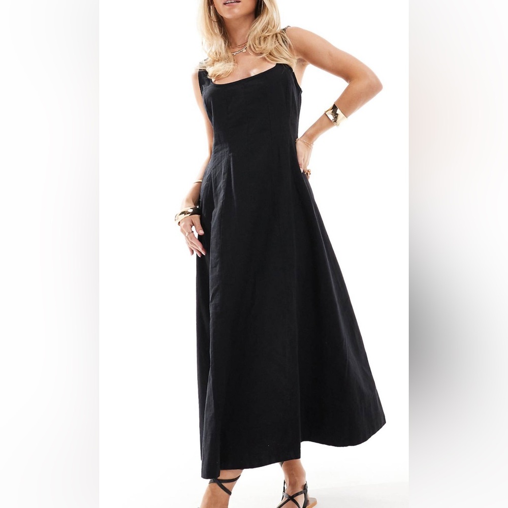 ASOS Design Black Seamed Maxi Tennis Sundress US 8